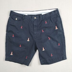 Polo Ralph Lauren Bedford Chino Short Waist 40 Navy Blue Lighthouse Embroidery
